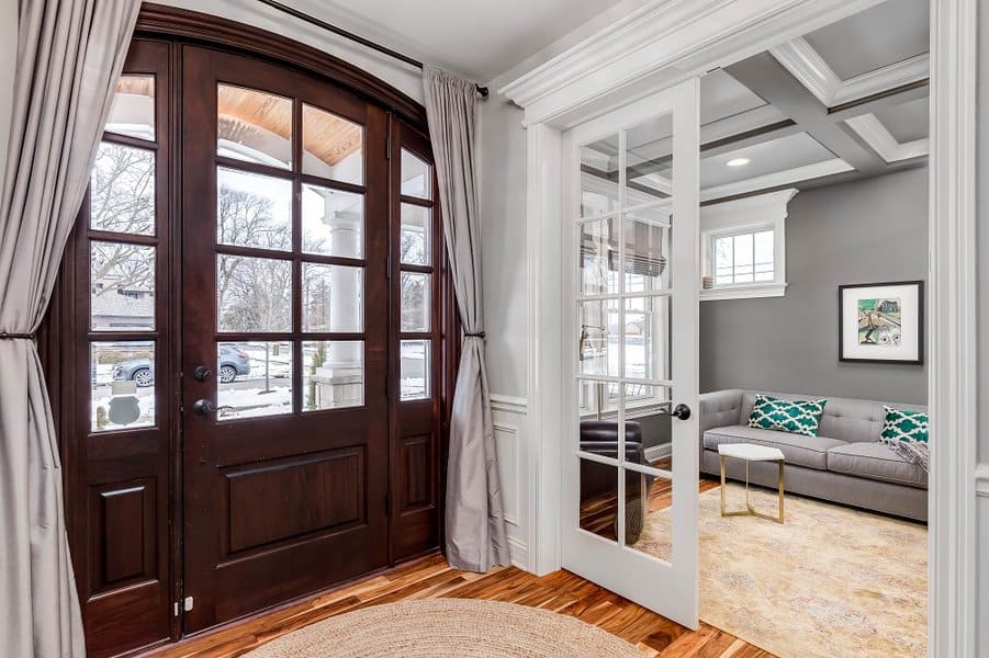 tile foyer design ideas in an open living room