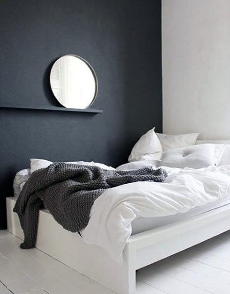 small-bedroom-ideas-for-men-black-wall-with-white-bedding