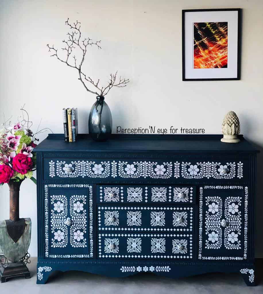 Stencil Chalk Paint Furniture Ideas Perception An Eye For Treasure