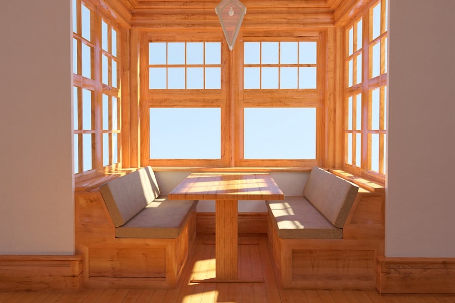 Wooden kitchen booth bench