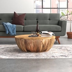 Cassius Solid Wood Drum Coffee Table