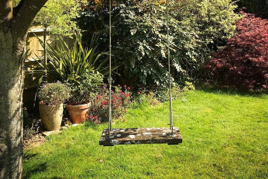 DIY swing in garden