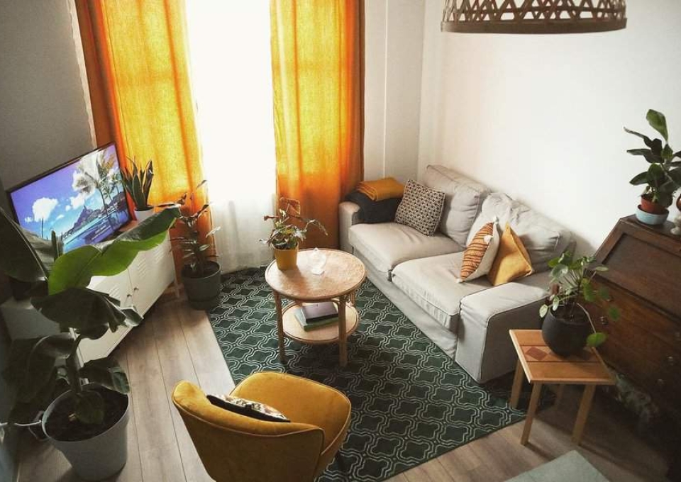 Apartment Tiny Living Room Ideas Mustard And Orange