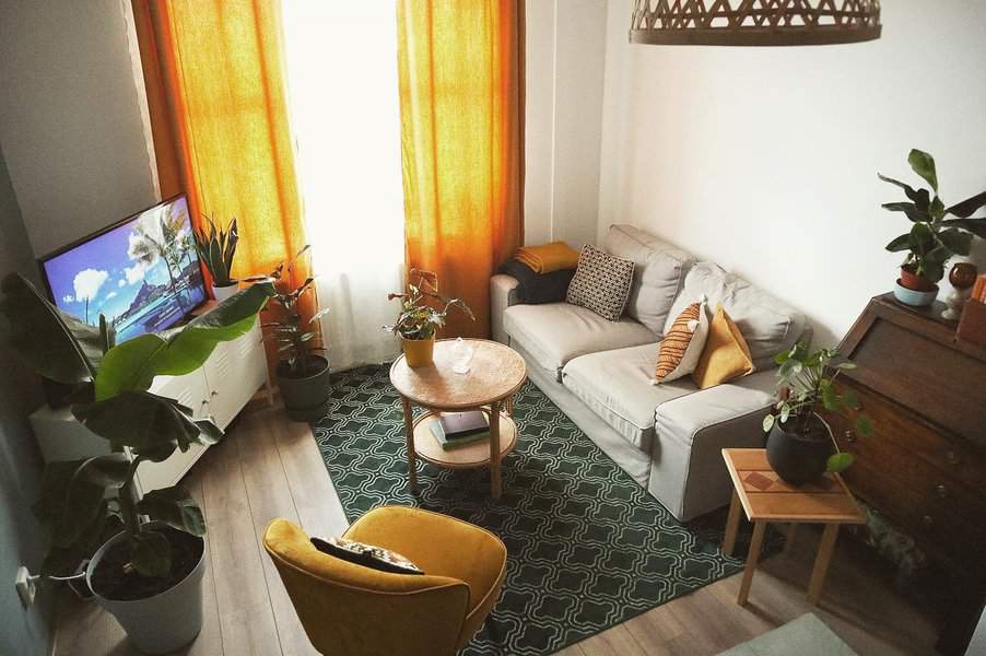 Apartment Tiny Living Room Ideas Mustard And Orange