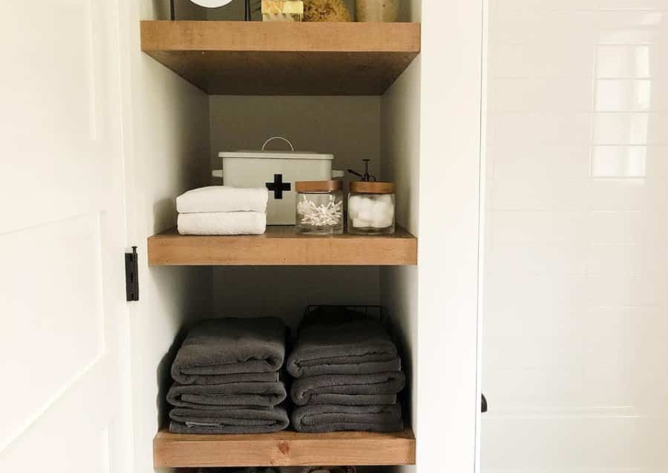 Bathroom Closet Shelves Ideas Ourkrooknook