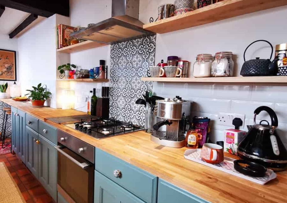 Boho Small Galley Kitchen Ideas Beaconsfield St Terraced