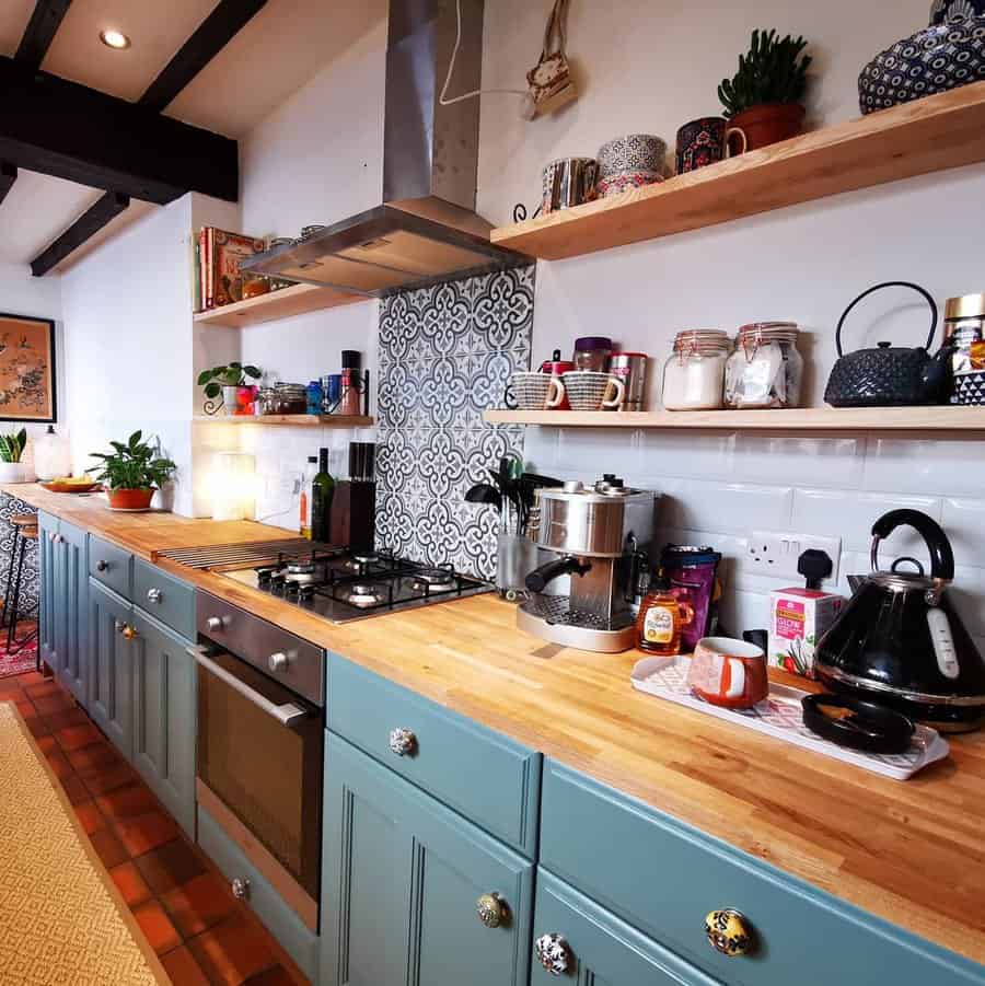 Boho Small Galley Kitchen Ideas Beaconsfield St Terraced