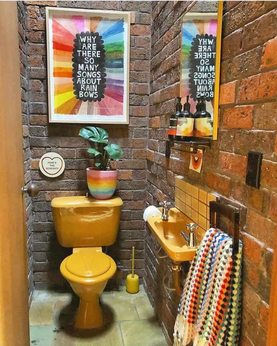 Brick Rustic Bathroom Thecolourtribe