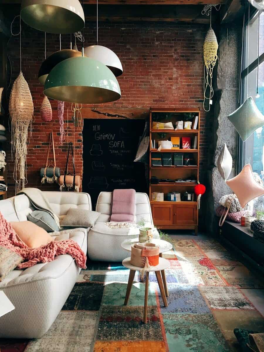 Bricks Industrial Living Room Ideas