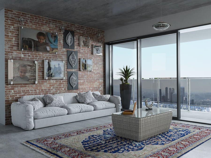 Bricks Industrial Living Room Ideas