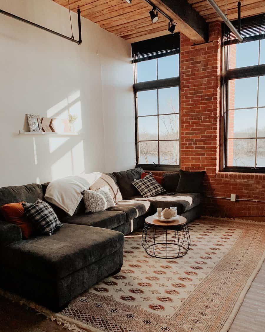 Bricks Industrial Living Room Ideas Bythebrooke