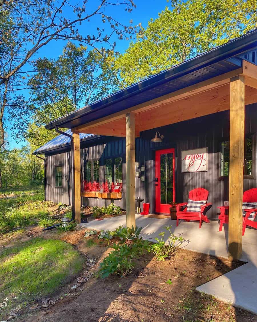 Cabin Porch Roof Ideas Plaids And Poppies