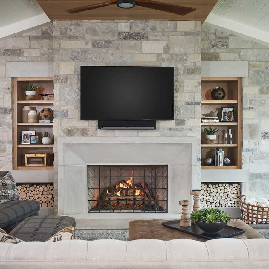 Fireplace Wall Ideas With Tv Dwellingsinc