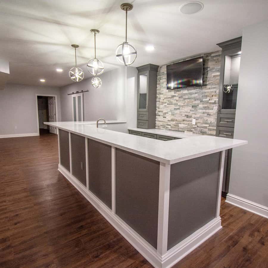 Grey Finished Basement Ideas Americandreamersrenovations