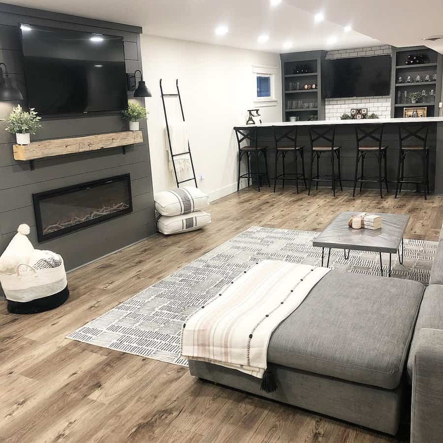 Grey Finished Basement Ideas Briemarie