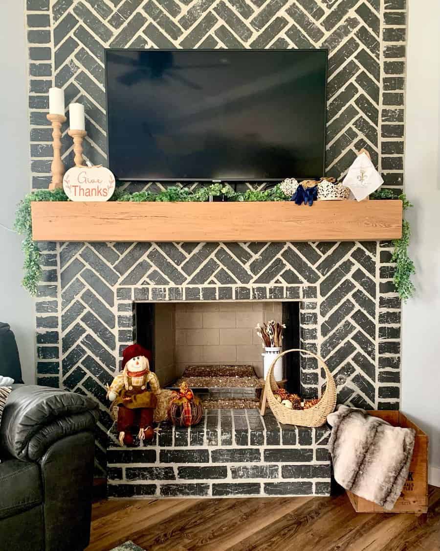 Herringbone Fireplace Wall Ideas Darby Dreamhouse