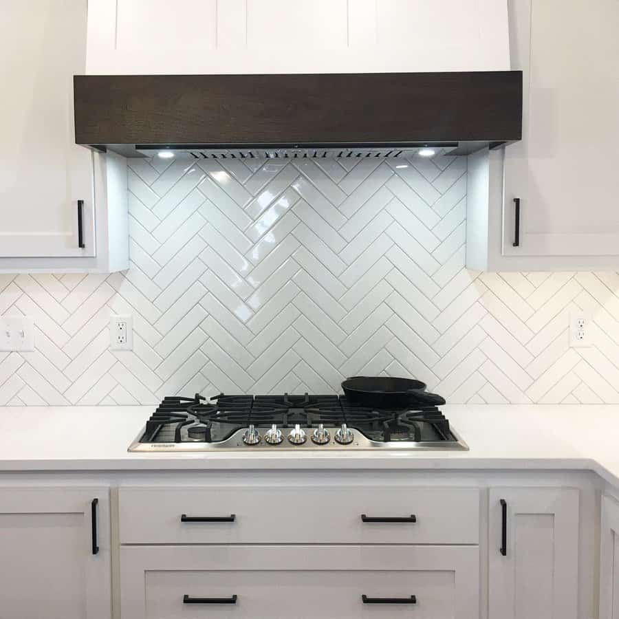 Herringbone Or Chevron Pattern White Kitchen Backsplash Ideas Ourfarmhouseinparadise