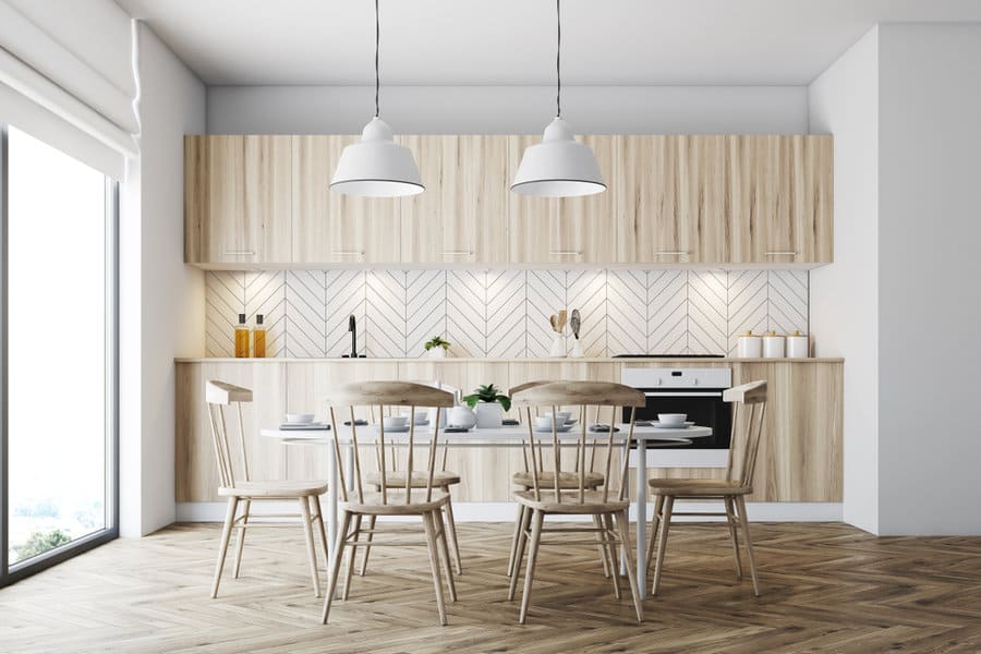 Herringbone Or Chevron Pattern White Kitchen Backsplash Ideas