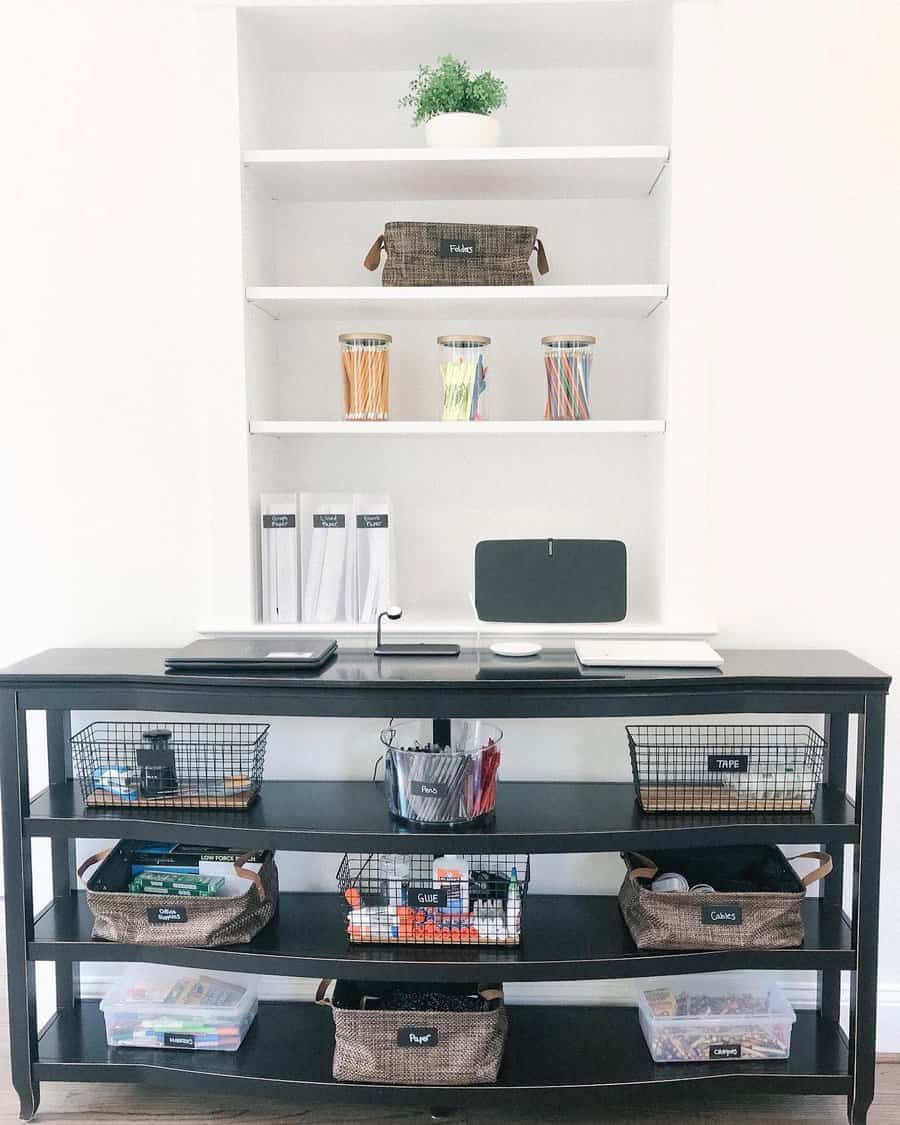 Shelves Office Organization Ideas Short White Mocha