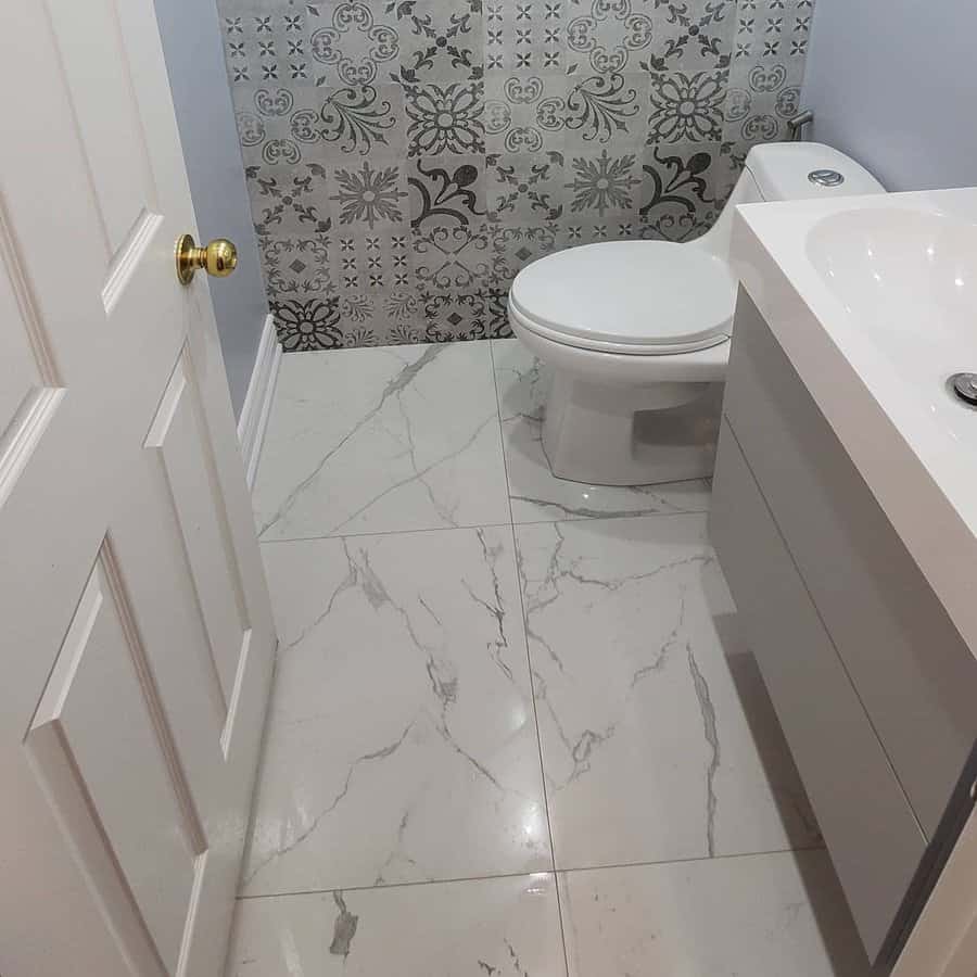 White Bathroom Flooring Ideas Kj Reno