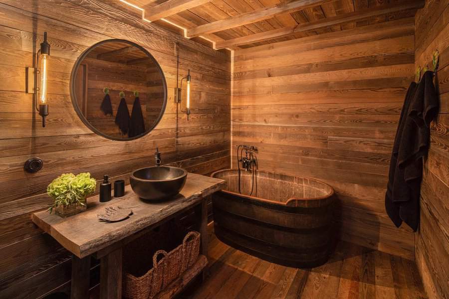 Wood Rustic Bathroom Aislamiento Hu