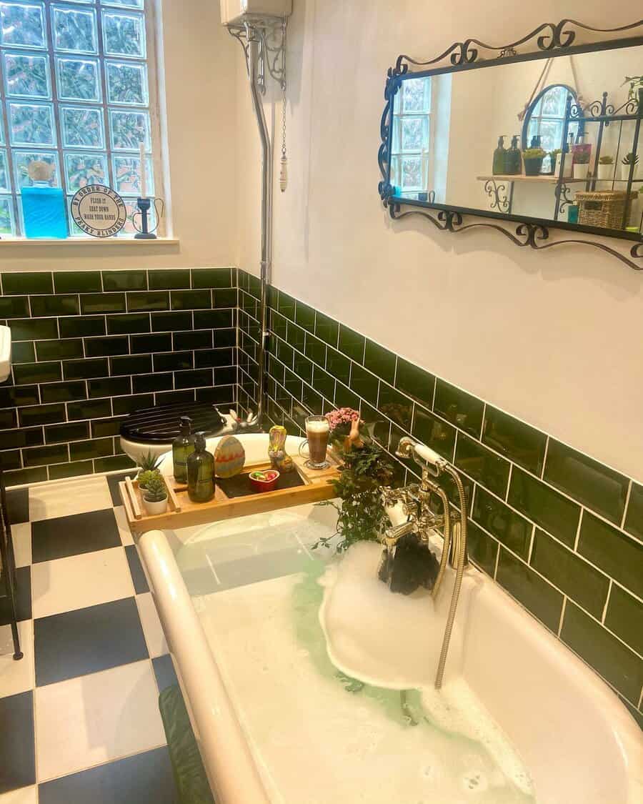 Green Small Bathroom Ideas With Tub Victorian Vision