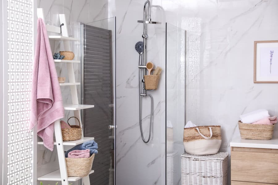 Stand Alone Shower Storage Ideas