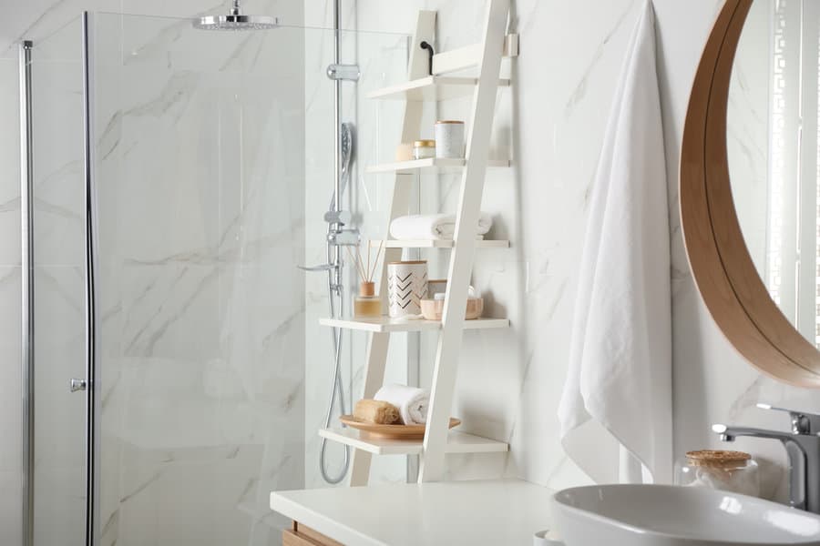 Stand Alone Shower Storage Ideas