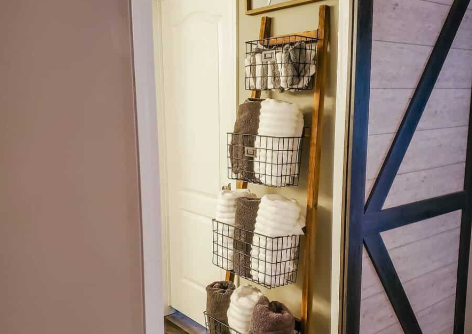 Towel Rack Shower Storage Ideas Farmhouse On The Homestead