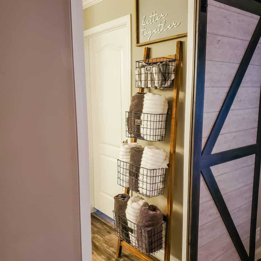 Towel Rack Shower Storage Ideas Farmhouse On The Homestead