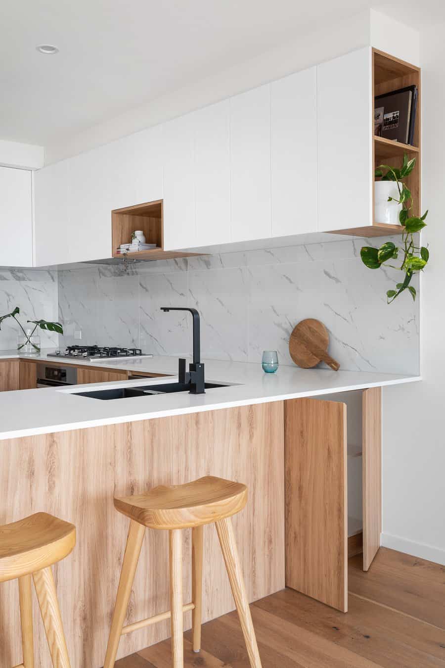 White And Wood Kitchen Cabinets Ideas Unsplash R Architecture