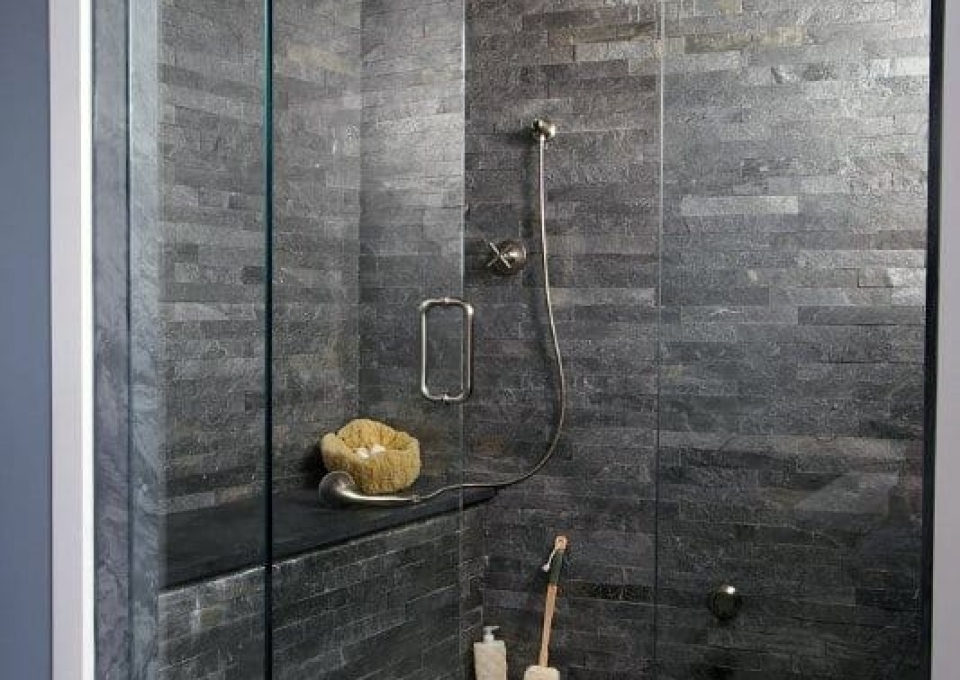 Dark Grey Pebble Floor Ideas Modern Bathroom Shower