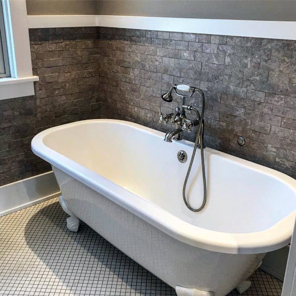 Dark Stone Bathtub Tile Ideas